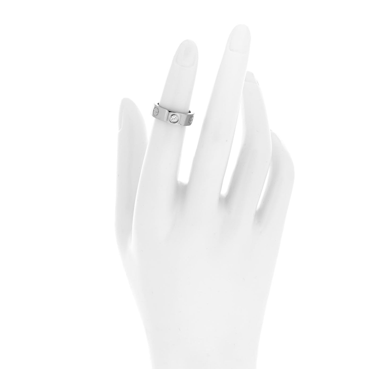 18K White Gold 3 Diamond 5.5mm LOVE Ring 47 4