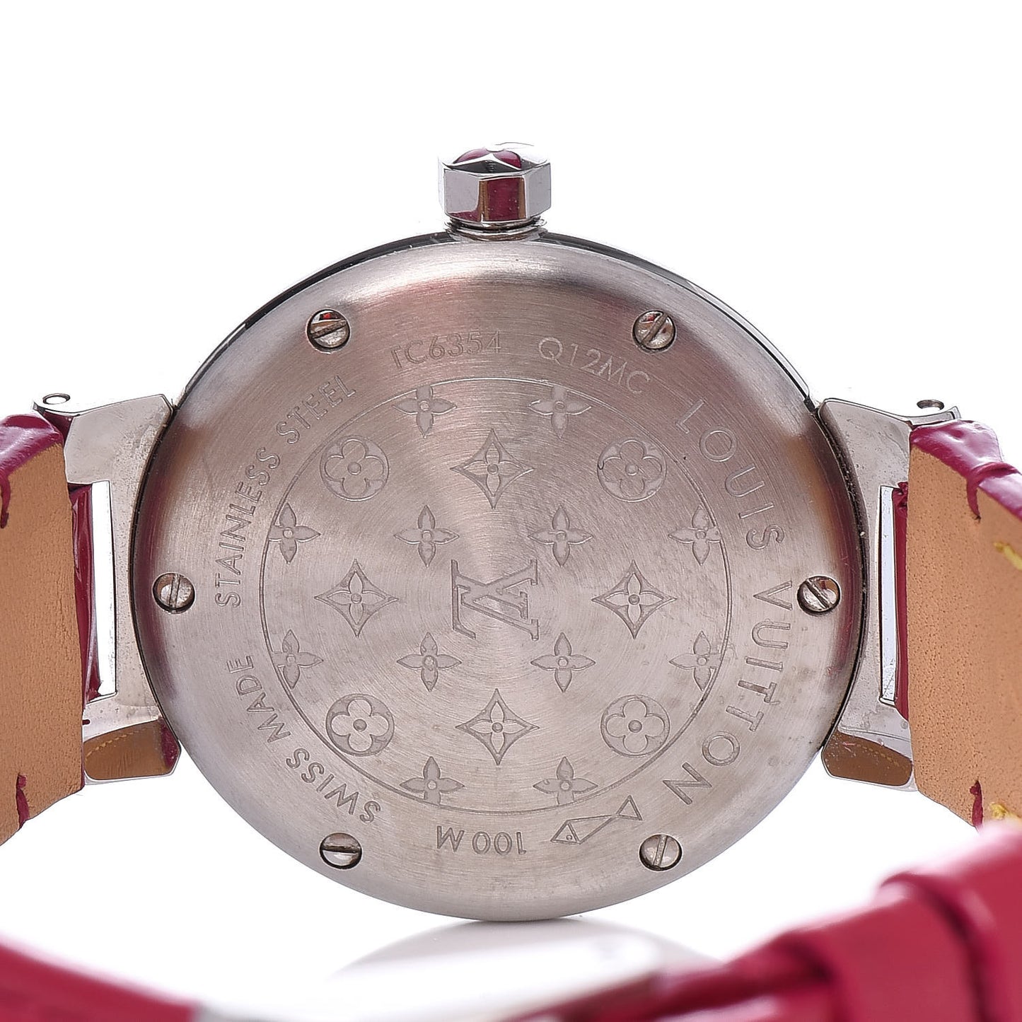 Stainless Steel Vernis Diamond 28mm Tambour Quartz Watch Red