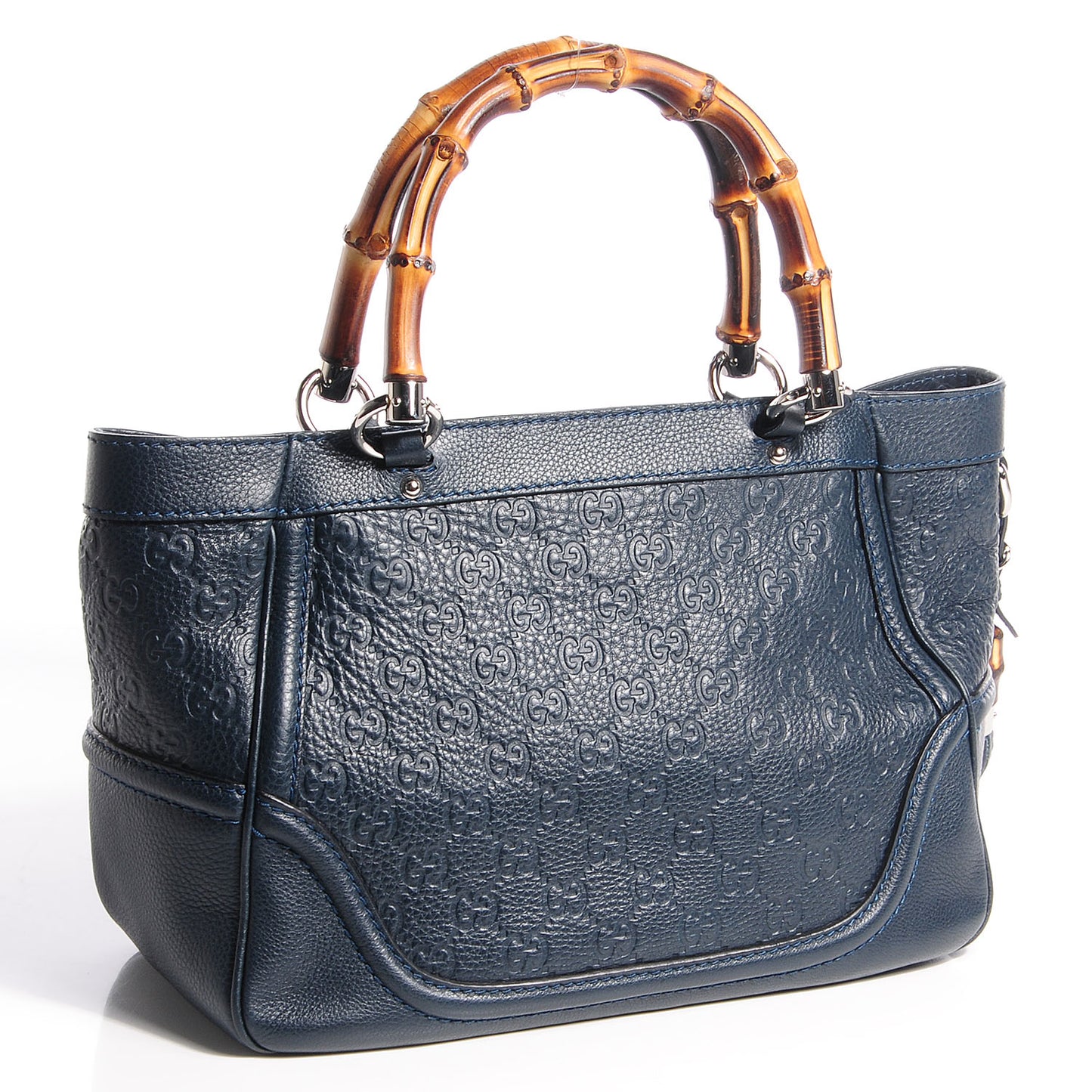 Guccissima New Bamboo Small Tassel Tote Dark Blue