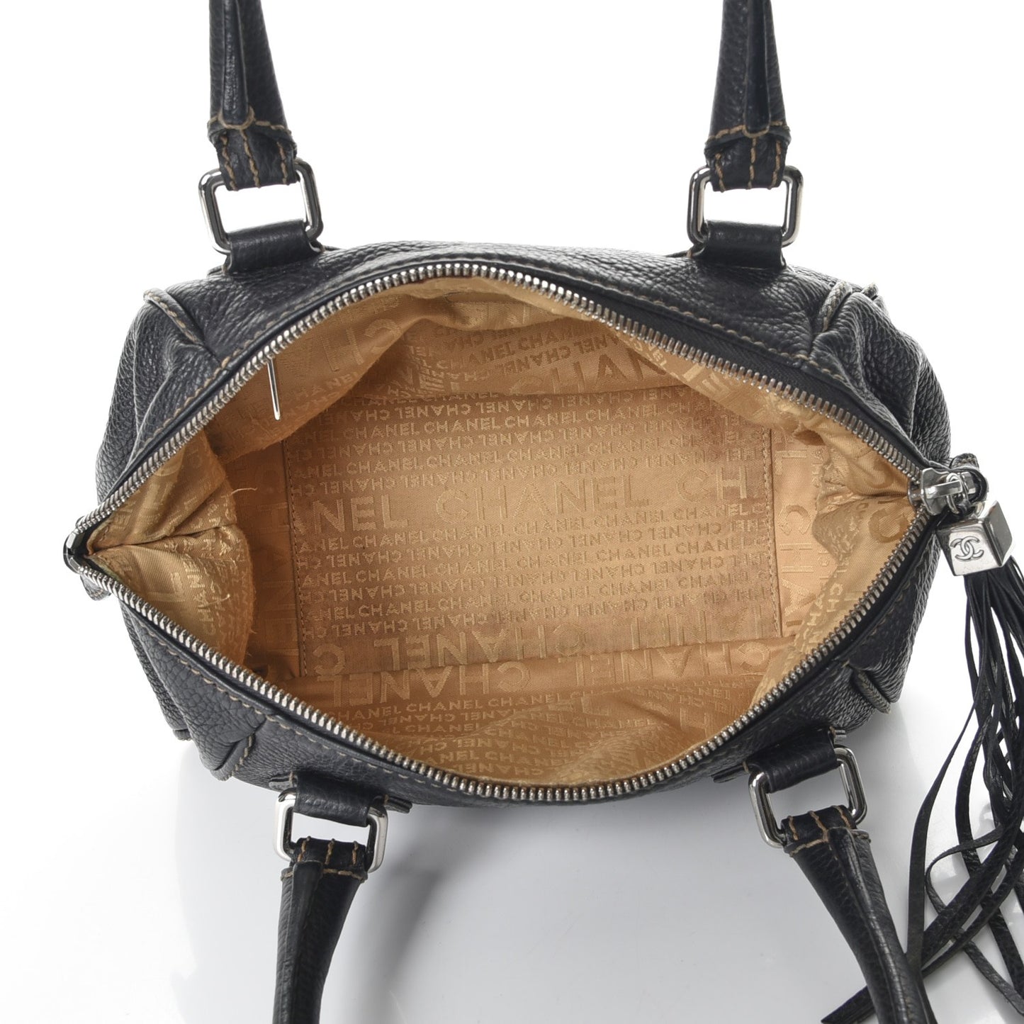 Calfskin Small Tassel Satchel Black
