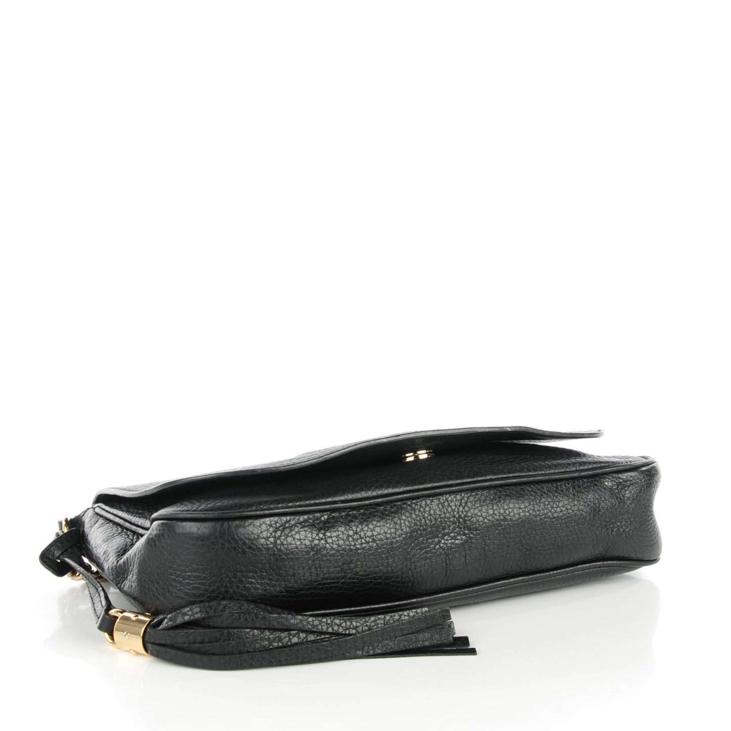 Pebbled Calfskin Medium Soho Flap Crossbody Black