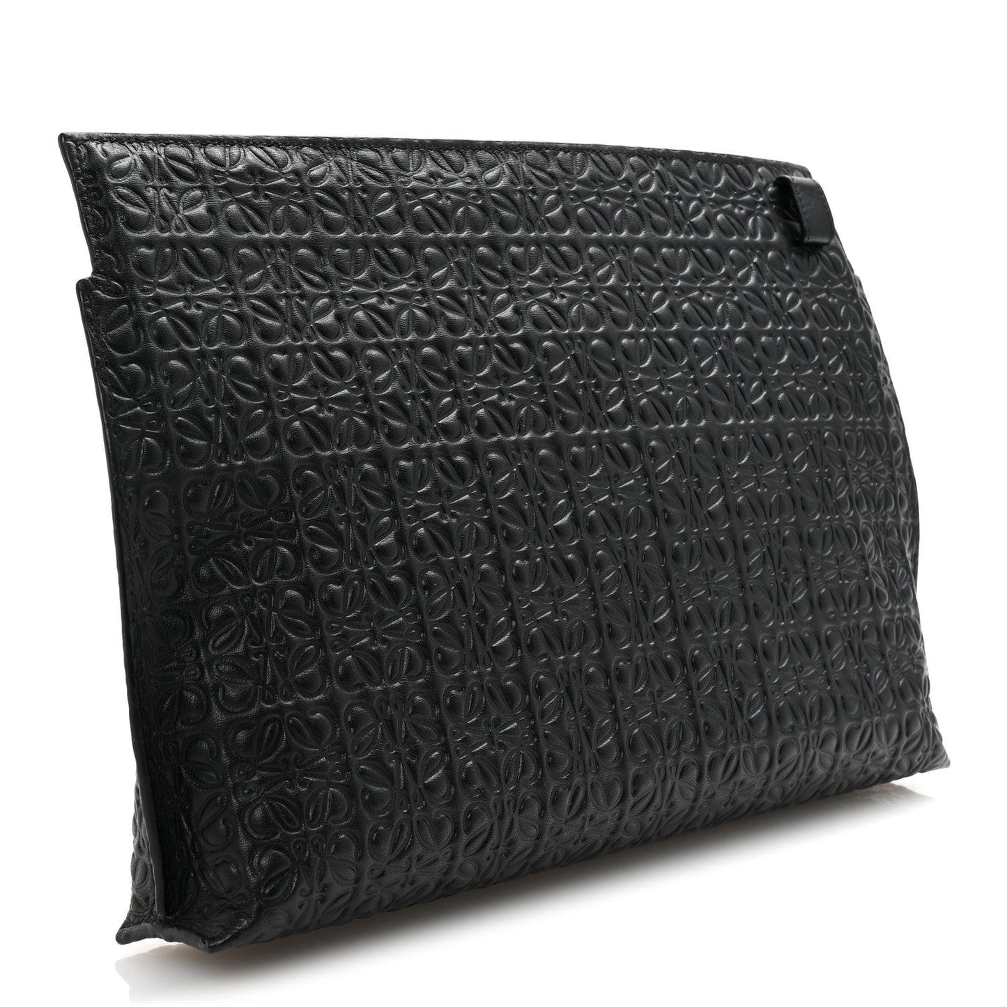 Calfskin Embossed Repeat T Pouch Black