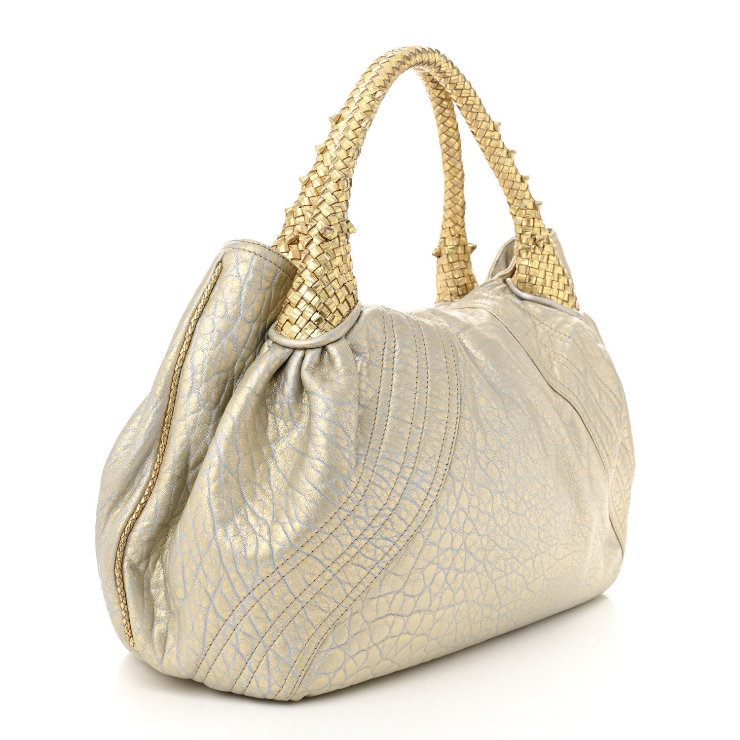 Fendi Nappa Nuvolata Bimetal Spy Oro Argento 3 of 10