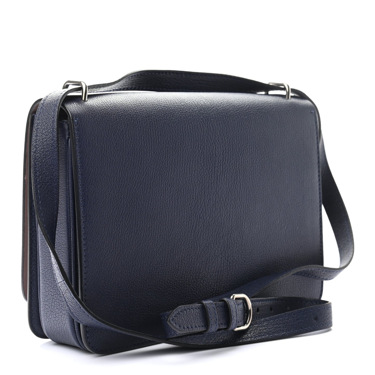 Goatskin Medium D-Ring Bag Regency Blue