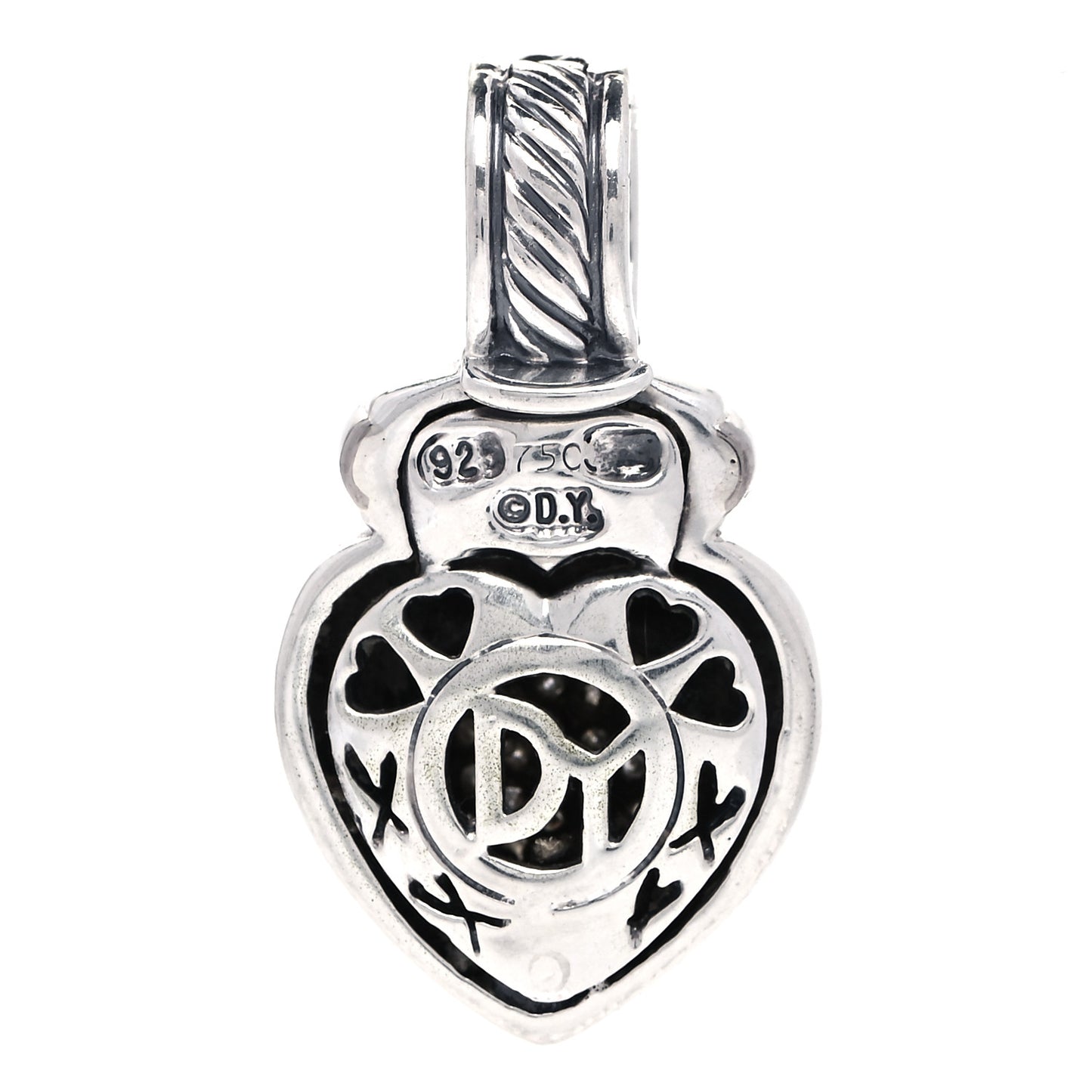 Sterling Silver 18K White Gold Diamond Heart Enhancer Pendant