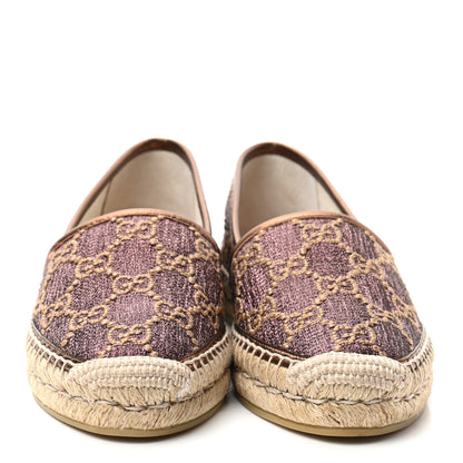 Gucci Lame Nappa GG Monogram Espadrilles 37 Brown Beige Light Bronze 2 of 9