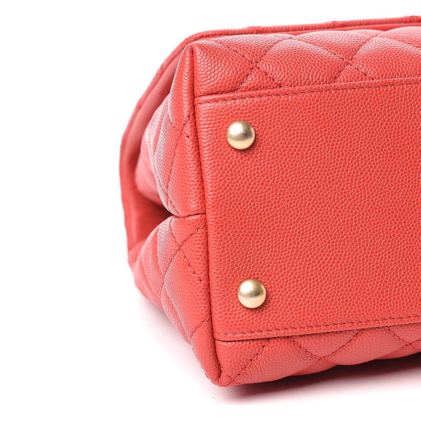 Caviar Quilted Small Coco Handle Flap Red