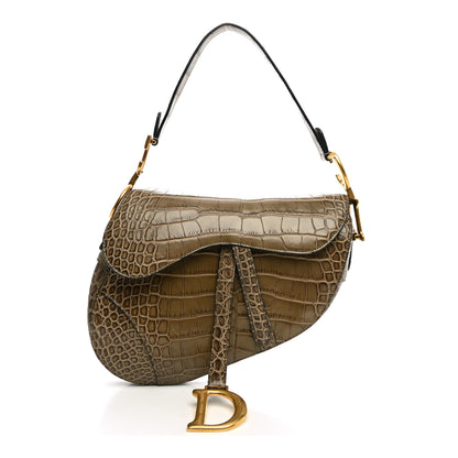 Christian Dior Alligator Saddle Bag Green 1 of 9