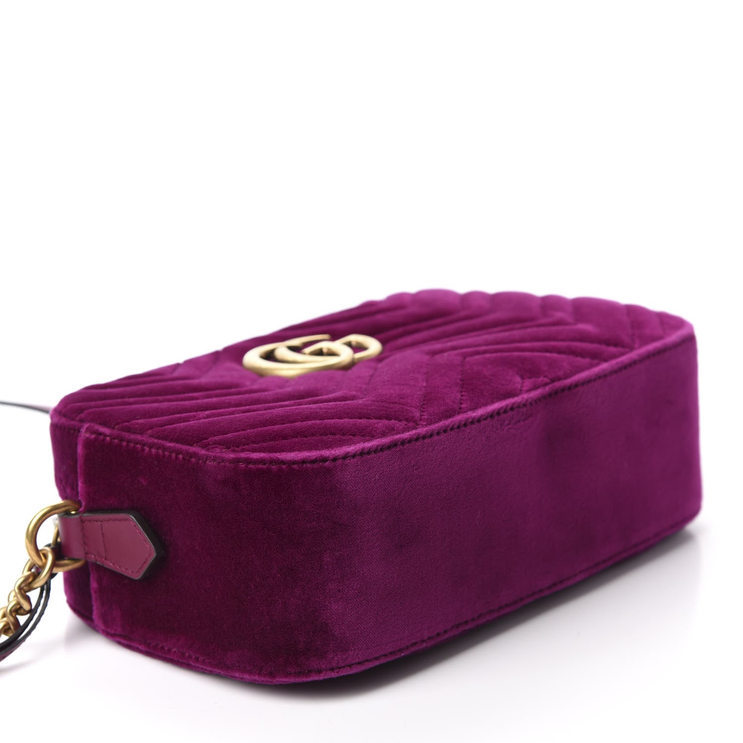 Gucci Velvet Matelasse Small GG Marmont Chain Shoulder Bag Fuchsia Violet Cyclamen 4 of 11