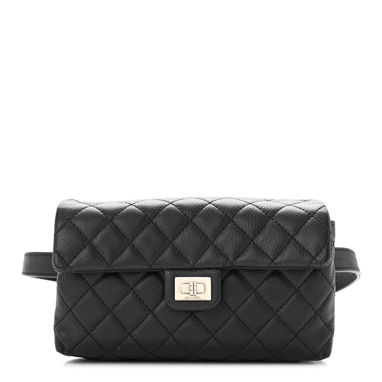 Chanel Grained Calfskin Quilted 2.55 Reissue Flap Belt Bag Clutch Black 1 of 11