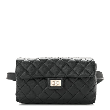 Chanel Grained Calfskin Quilted 2.55 Reissue Flap Belt Bag Clutch Black 1 of 11