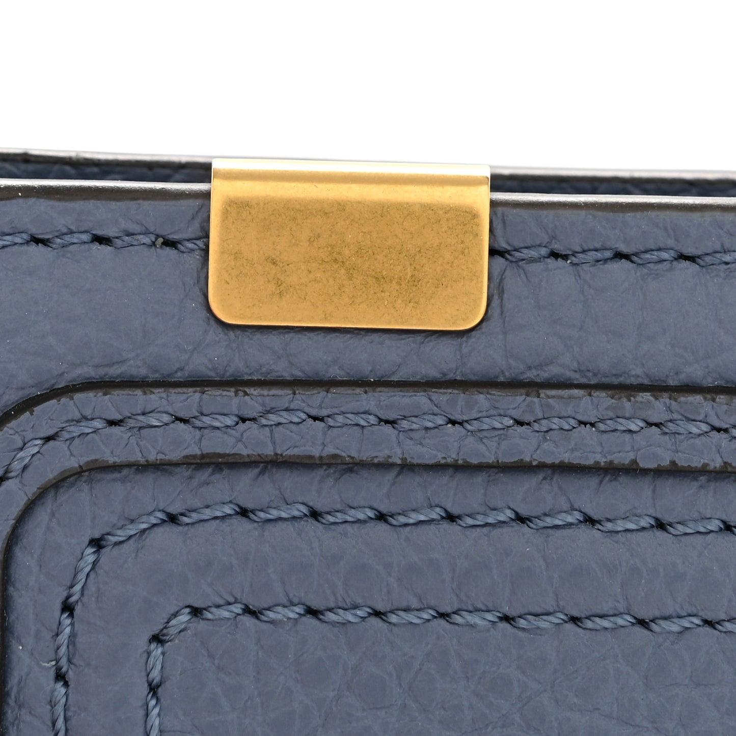 Grained Calfskin Marcie Compact Wallet Royal Navy