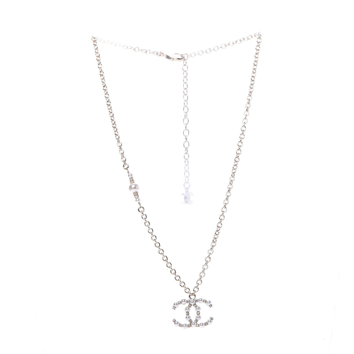 Crystal Pearl Nefertiti CC Pendant Necklace Gold
