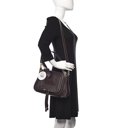 Chloe Calfskin Medium Marcie Saddle Shoulder Bag Black Raisin 2 of 9
