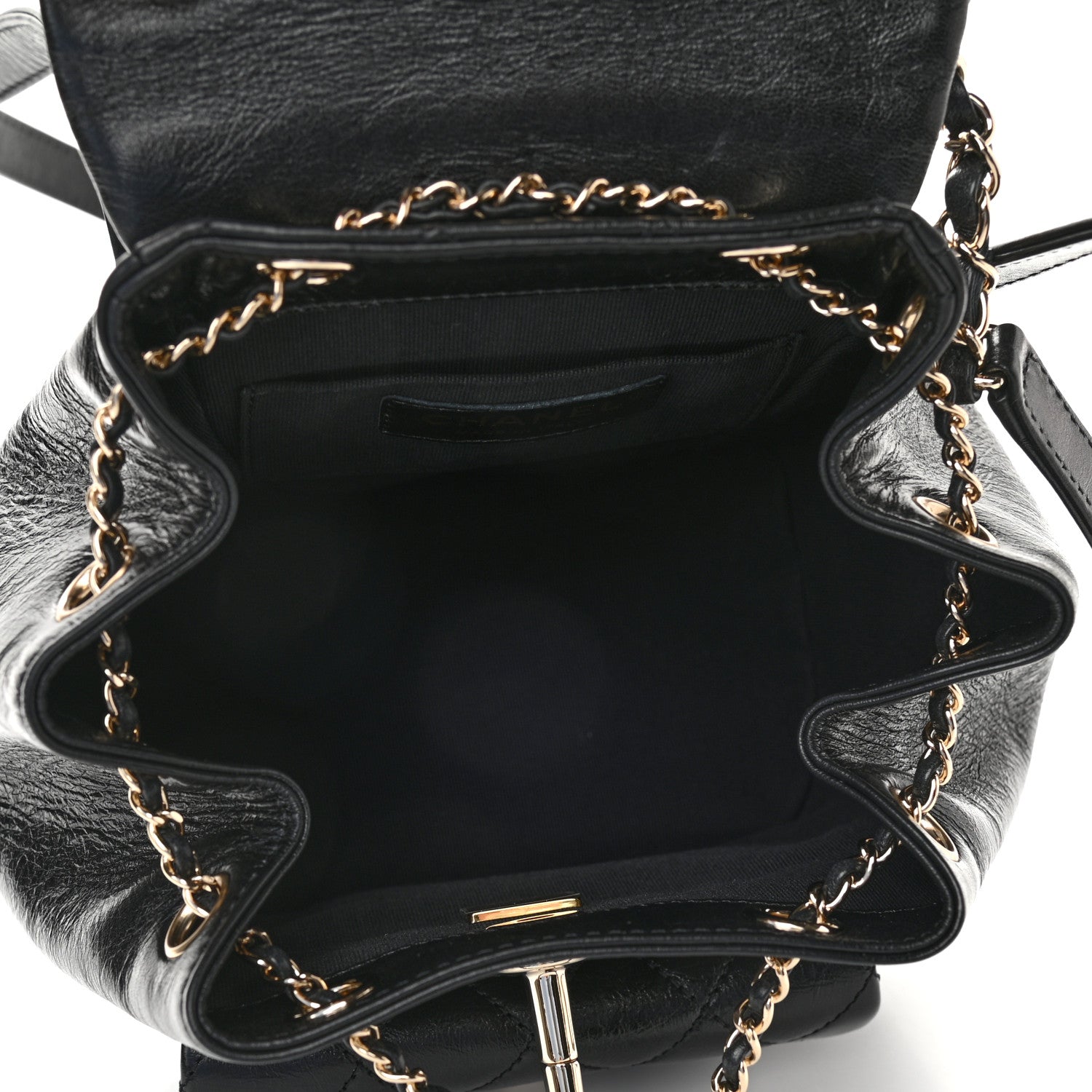 Chanel Glazed Aged Calfskin Quilted Small Duma Drawstring Backpack Black 5 of 9