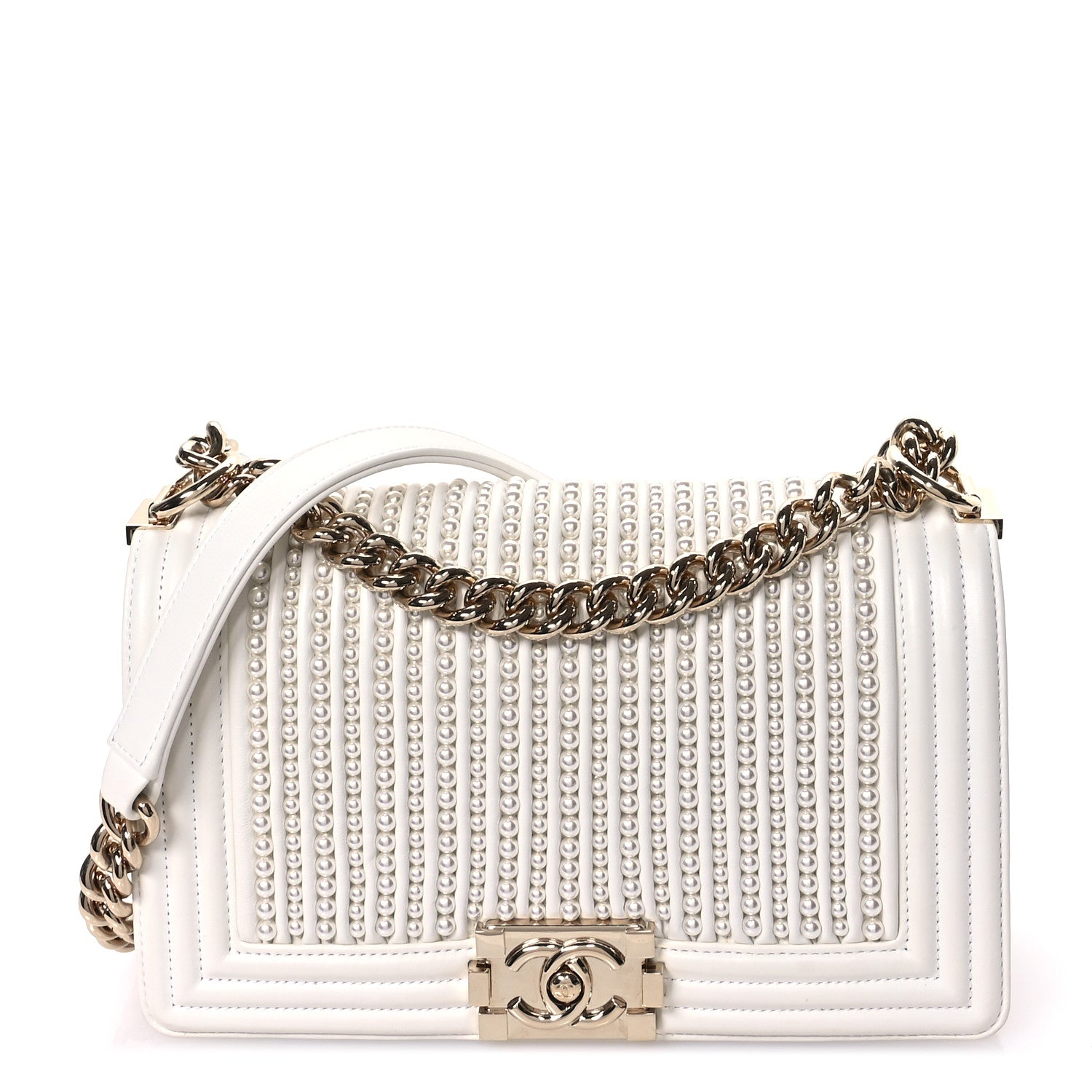 Chanel Calfskin Pearl Medium Boy Flap White 1 of 11