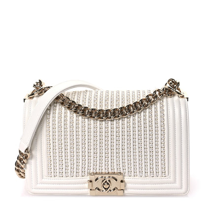 Chanel Calfskin Pearl Medium Boy Flap White 1 of 11