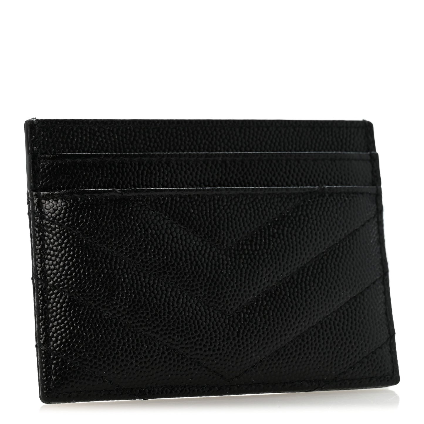 Grain De Poudre Matelasse Chevron Monogram Credit Card Case Black
