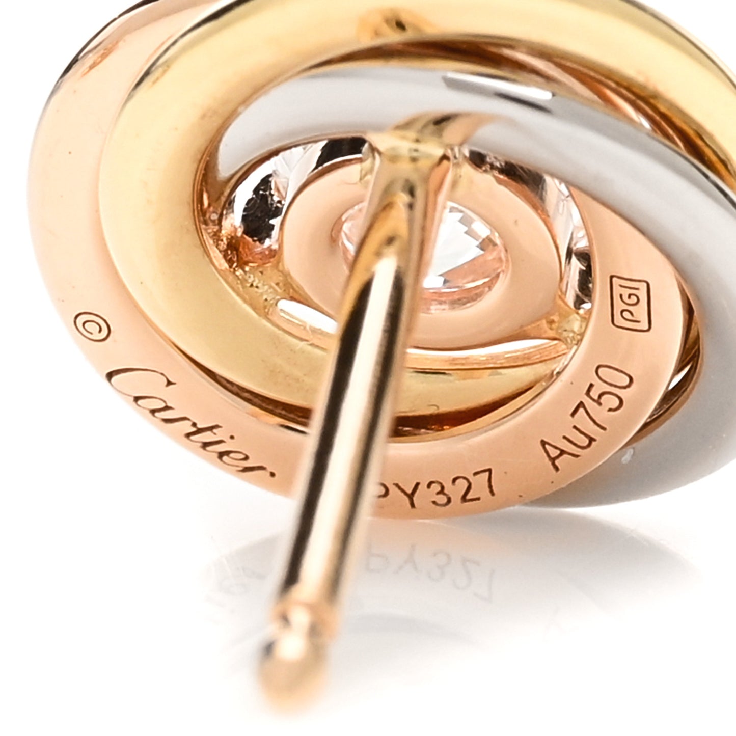 18K Pink Yellow White Gold Diamond .36ctw Trinity De Cartier Stud Earrings