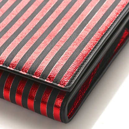 Saint Laurent Metallic Striped Monogram Chain Wallet Red Black 9 of 10