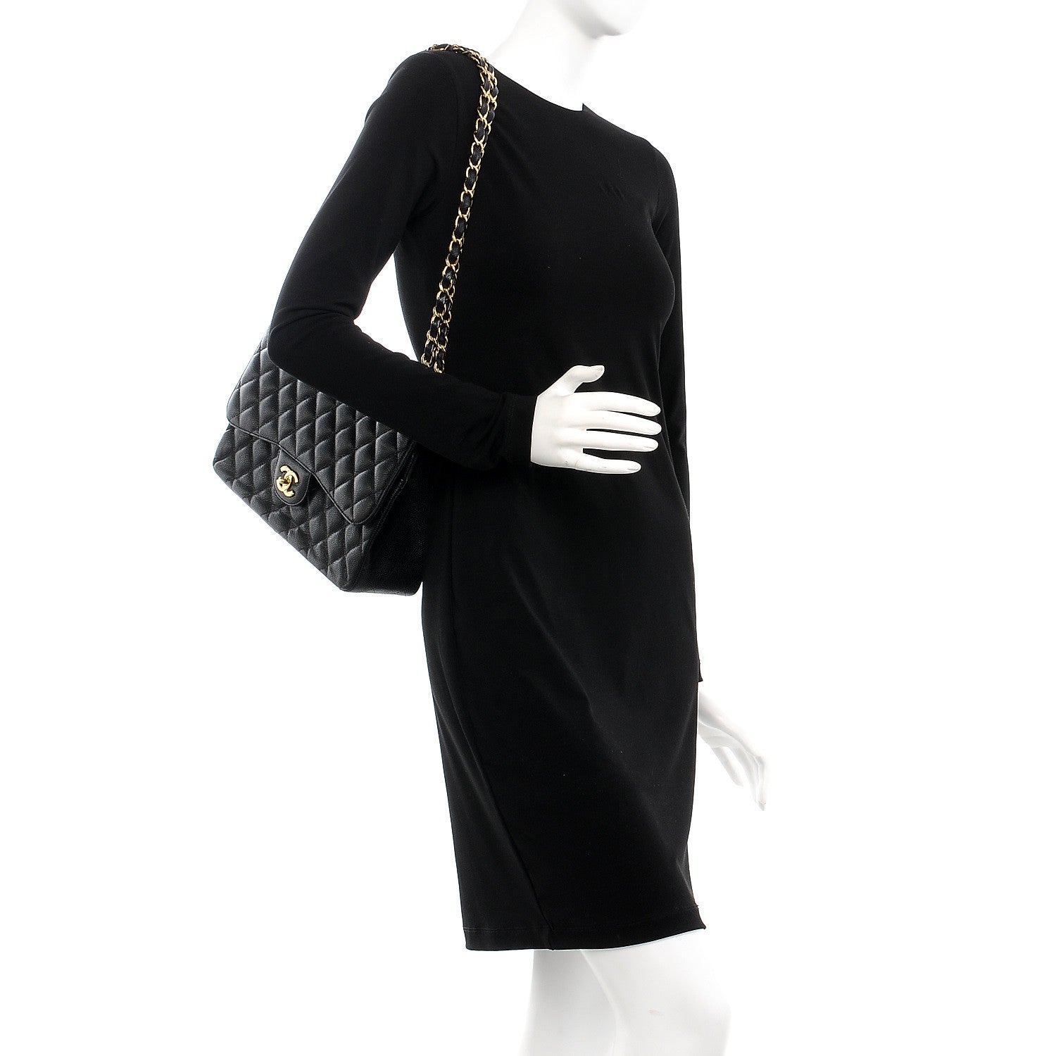 Chanel Caviar Quilted Jumbo Double Flap Black 3 of 12