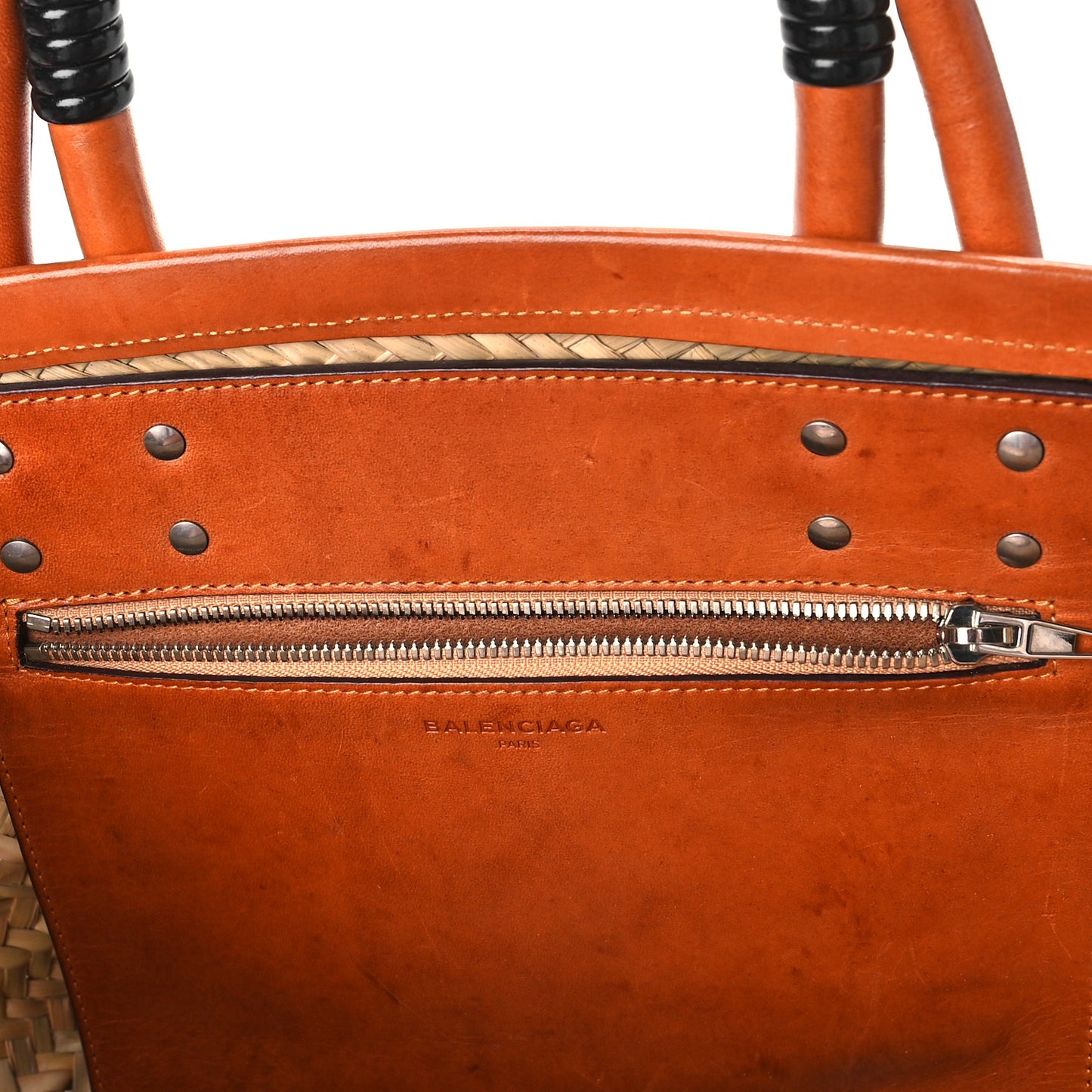 Straw Calfskin Bistrot Panier Small Tote Natural