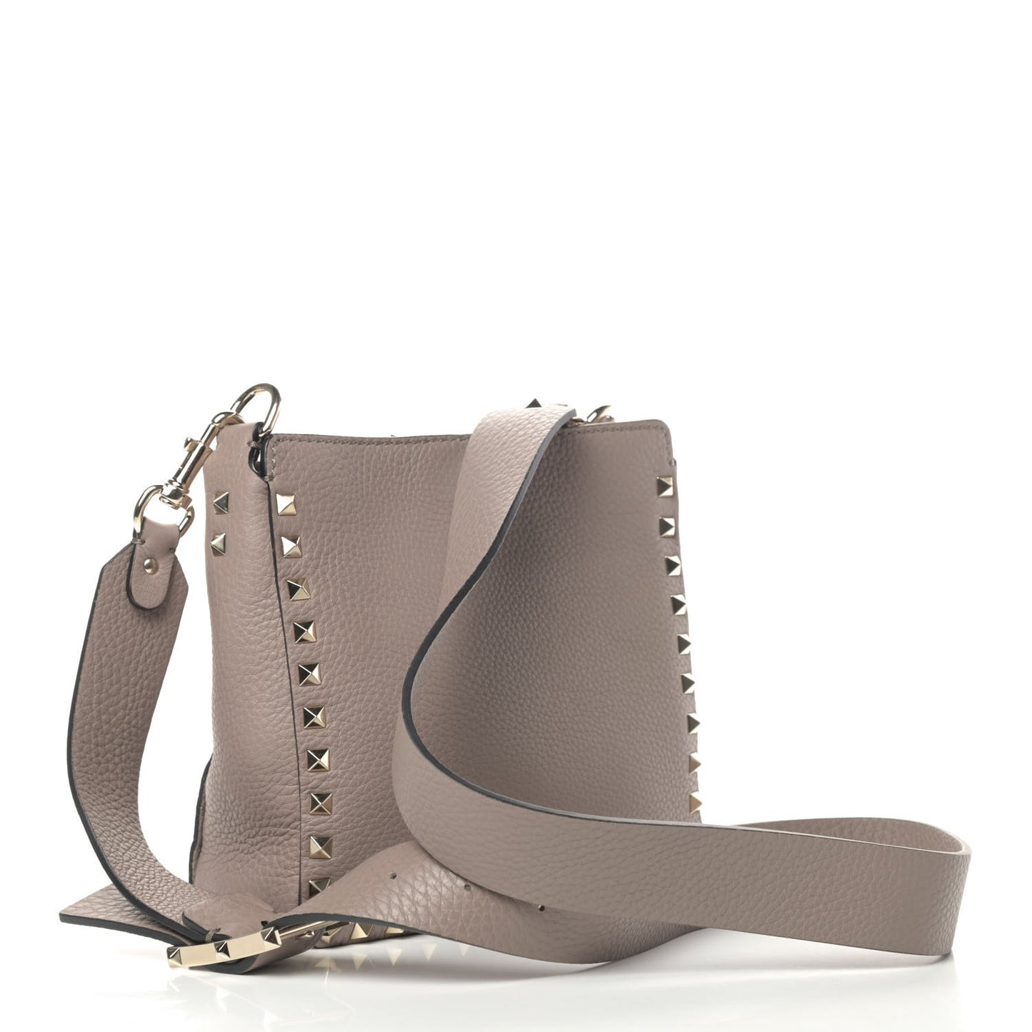 Pebbled Calfskin Mini Rockstud Flip-Lock Messenger Bag Poudre