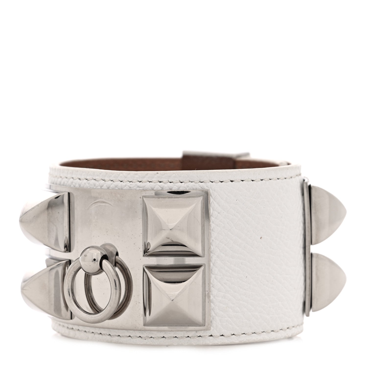 Hermes Epsom Collier De Chien CDC Bracelet S White 1 of 5