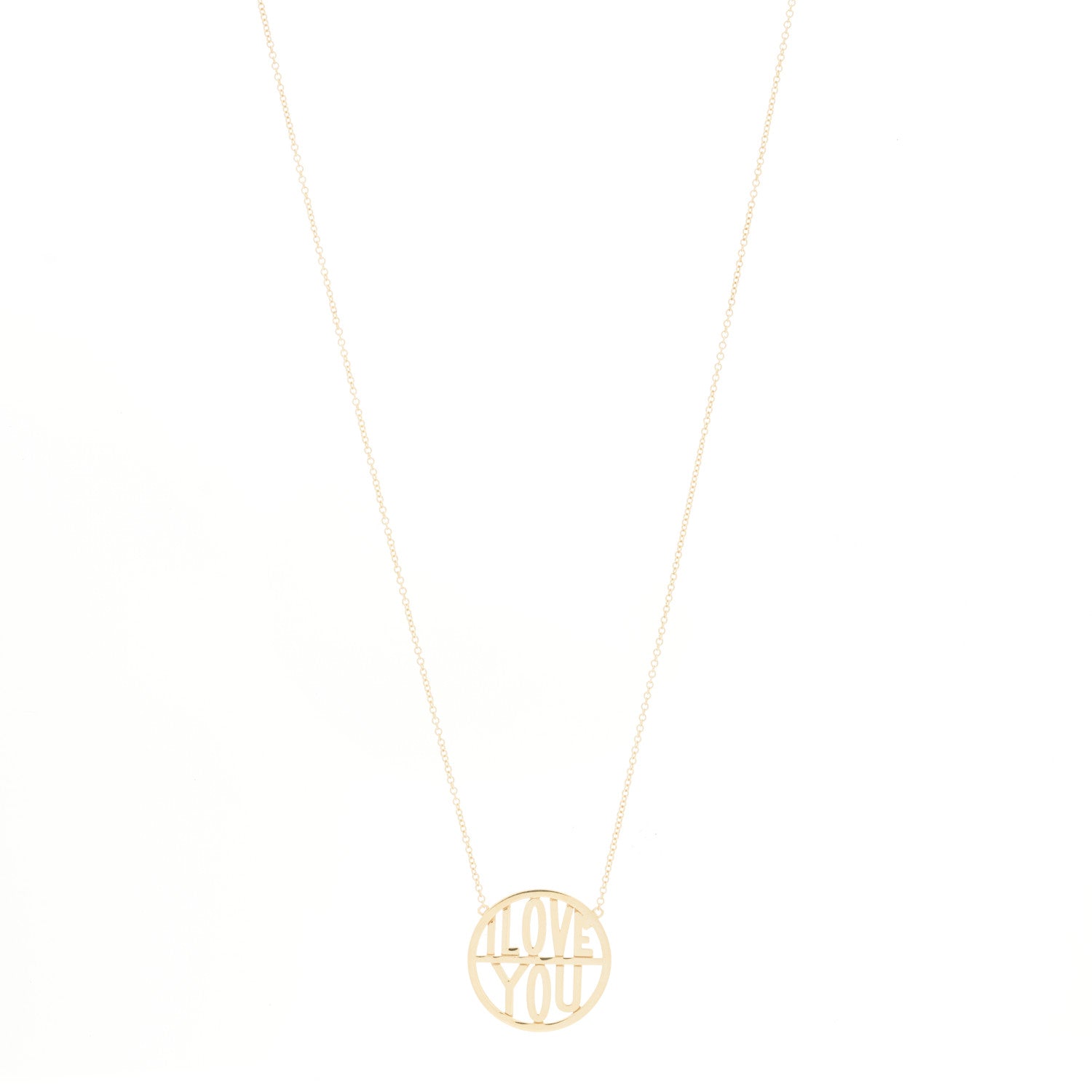 Jennifer Meyer 18K Yellow Gold Love You Disc Pendant Necklace 1 of 4