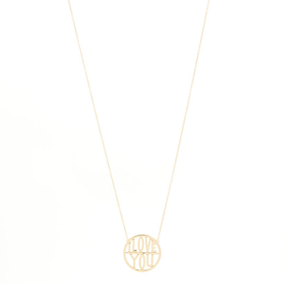 Jennifer Meyer 18K Yellow Gold Love You Disc Pendant Necklace 1 of 4