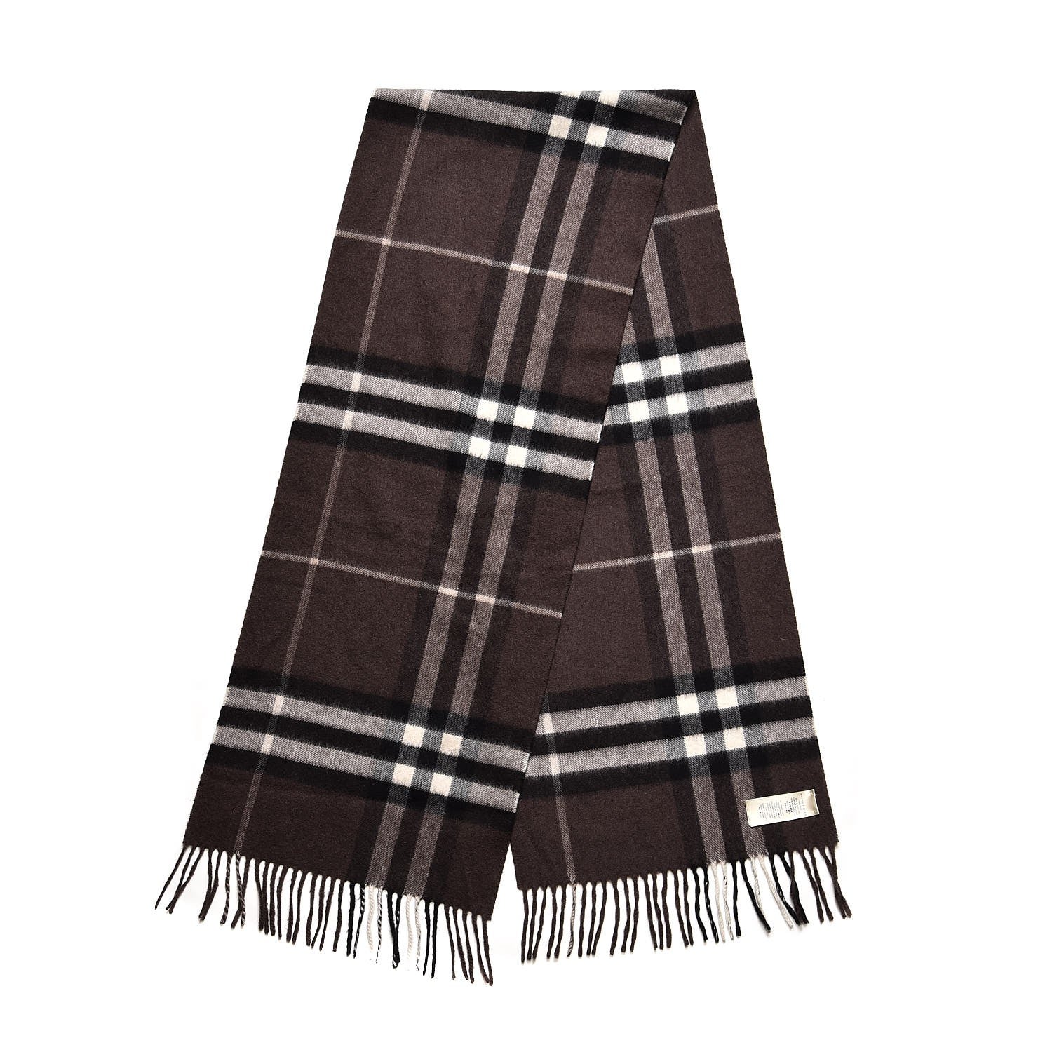 Burberry Cashmere Giant Check Fringe Scarf Dark Brown 3 of 7
