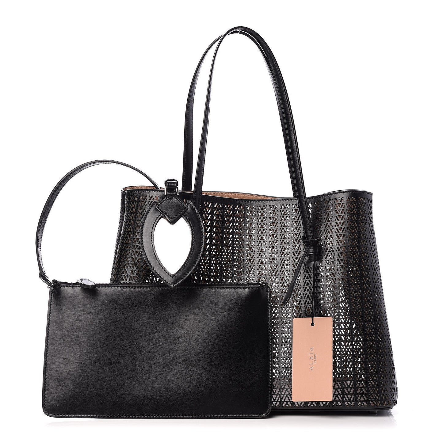 Lux Calfskin Zig Zag Laser Cut Mina 32 Bag Black