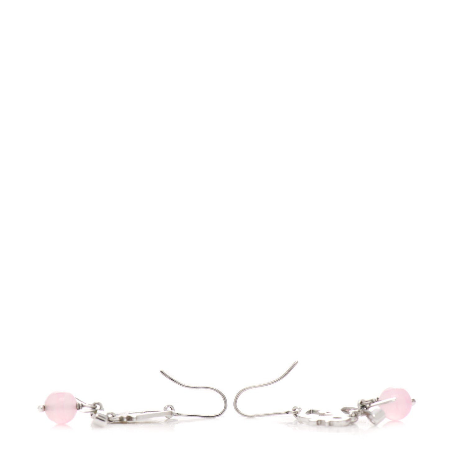 Crystal Logo Bow Drop Earrings Pink