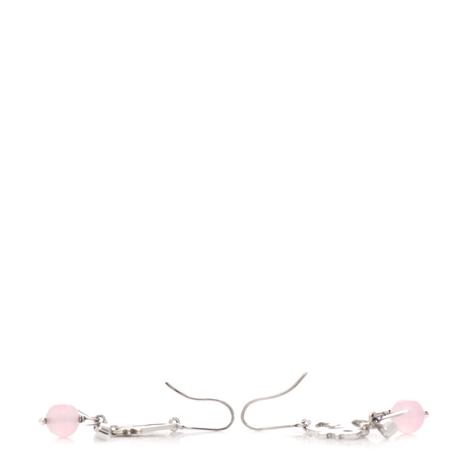 Christian Dior Crystal Logo Bow Drop Earrings Pink 3 of 3