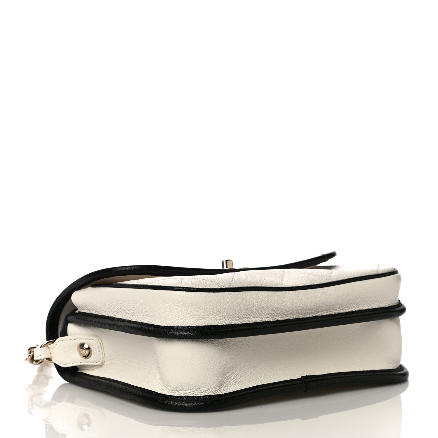 Chanel Caviar Quilted Round Messenger Flap White Black 4 of 11