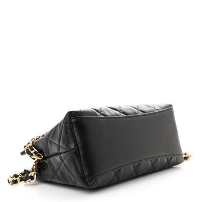 Chanel Shiny Crumpled Calfskin Quilted Clutch With Chain Black 4 of 11