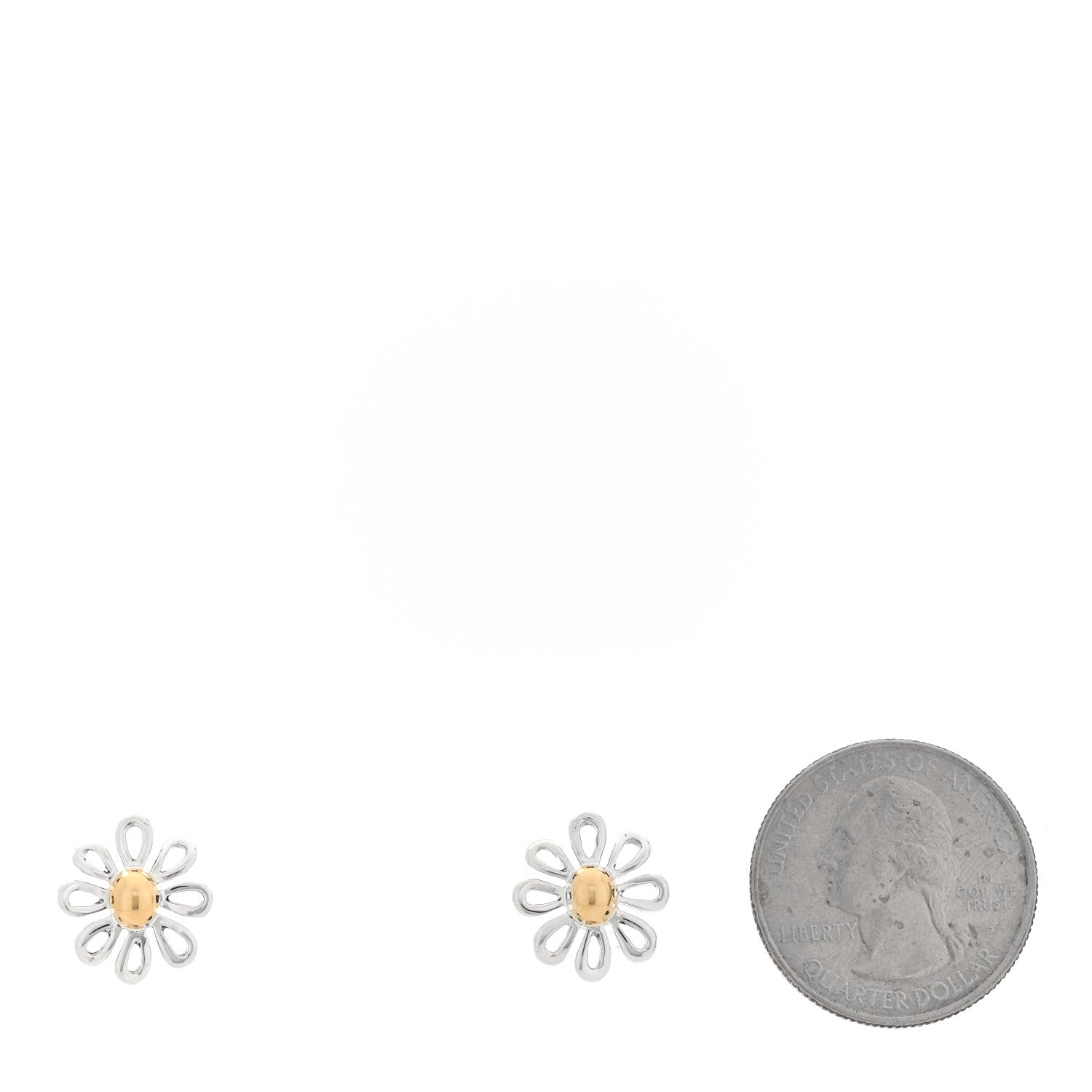 Tiffany Sterling Silver 18K Yellow Gold Paloma Picasso Daisy Stud Earrings 2 of 4