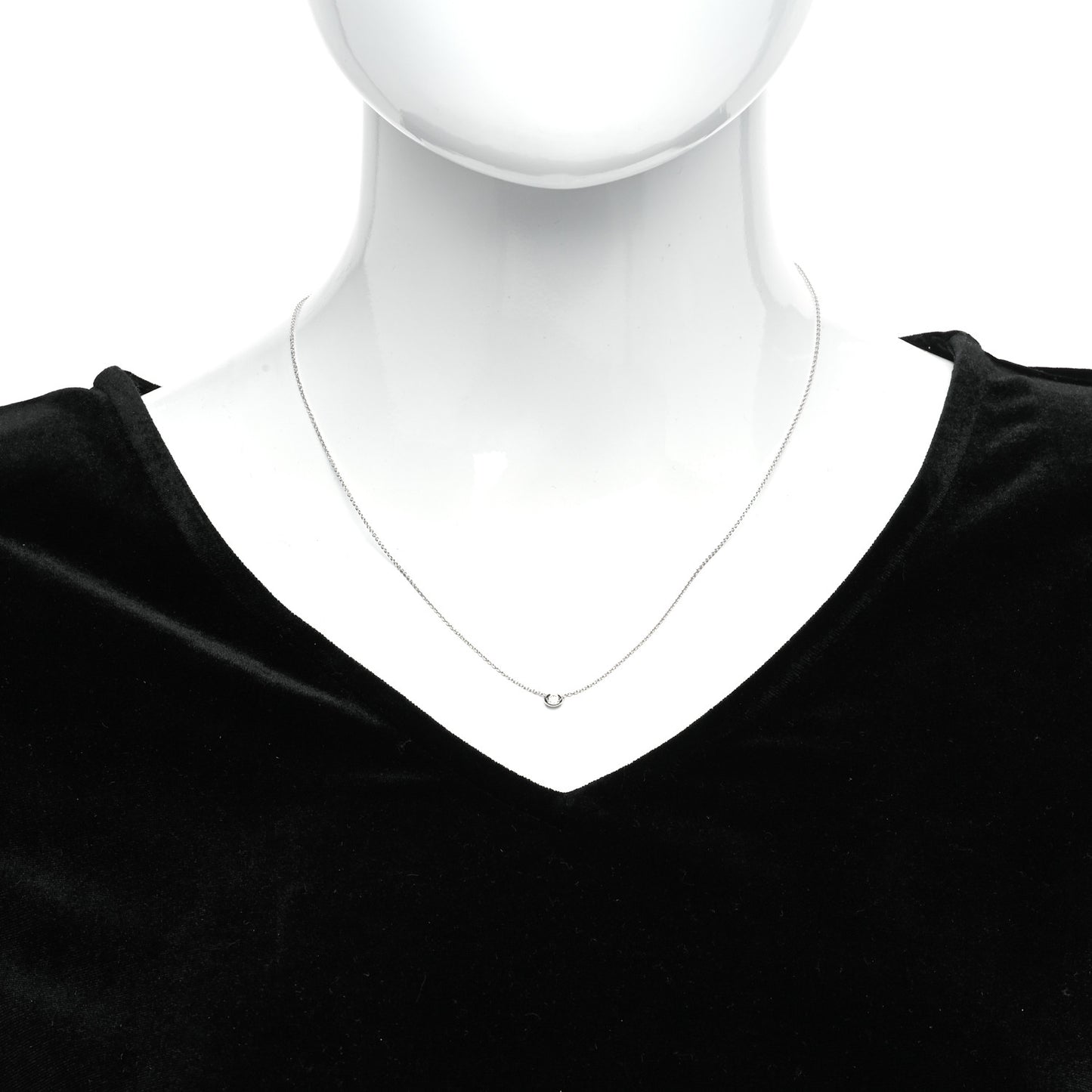 18K White Gold Diamond .10ct Diamonds by the Inch Pendant Necklace
