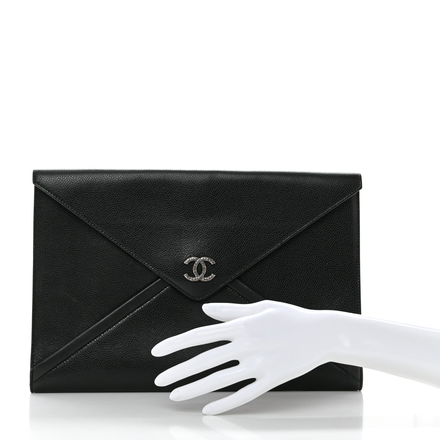 Chanel Grained Calfskin Cocomail Envelope Clutch Black 2 of 9