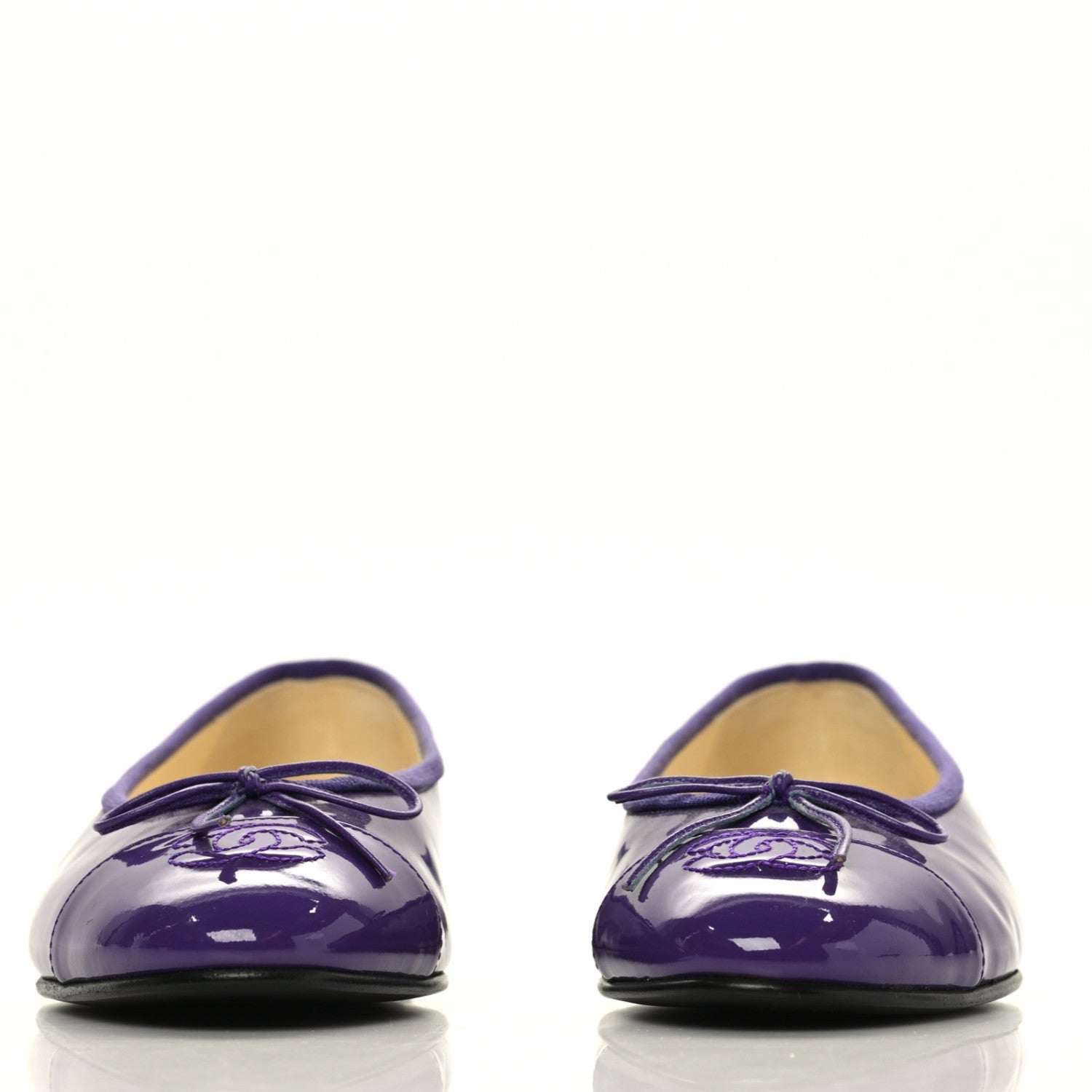 Chanel Patent Calfskin CC Cap Toe Ballerina Flats 38 Purple 2 of 8
