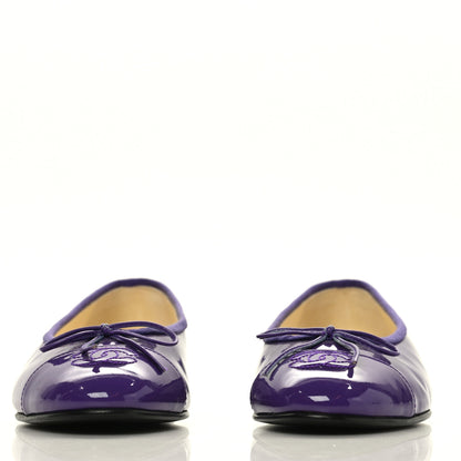 Chanel Patent Calfskin CC Cap Toe Ballerina Flats 38 Purple 2 of 8