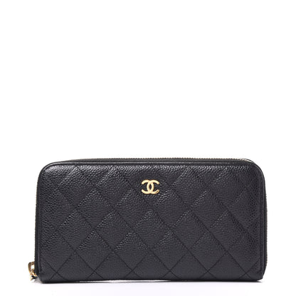 Chanel Caviar Quilted Large Gusset Zip Around Wallet Black 1 of 10