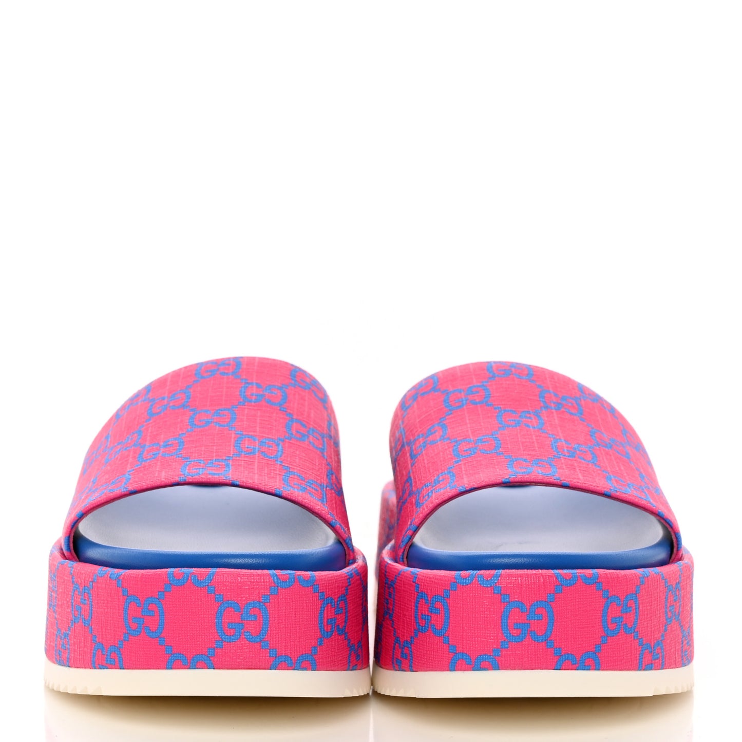 GG Supreme Joy Monogram Angelina Platform Slide Sandals 37 Fuxia Blue