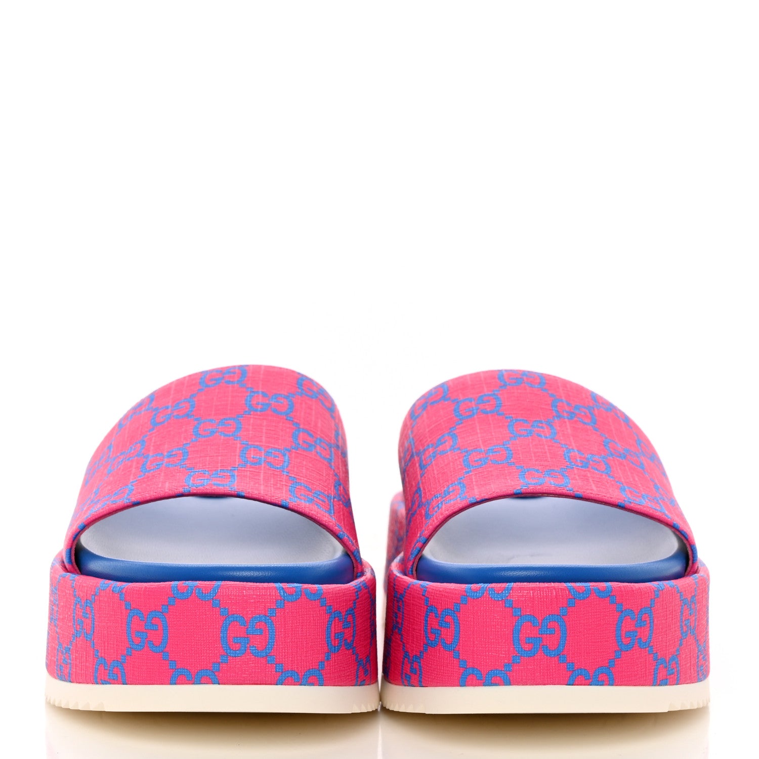 Gucci GG Supreme Joy Monogram Angelina Platform Slide Sandals 37 Fuxia Blue 2 of 13