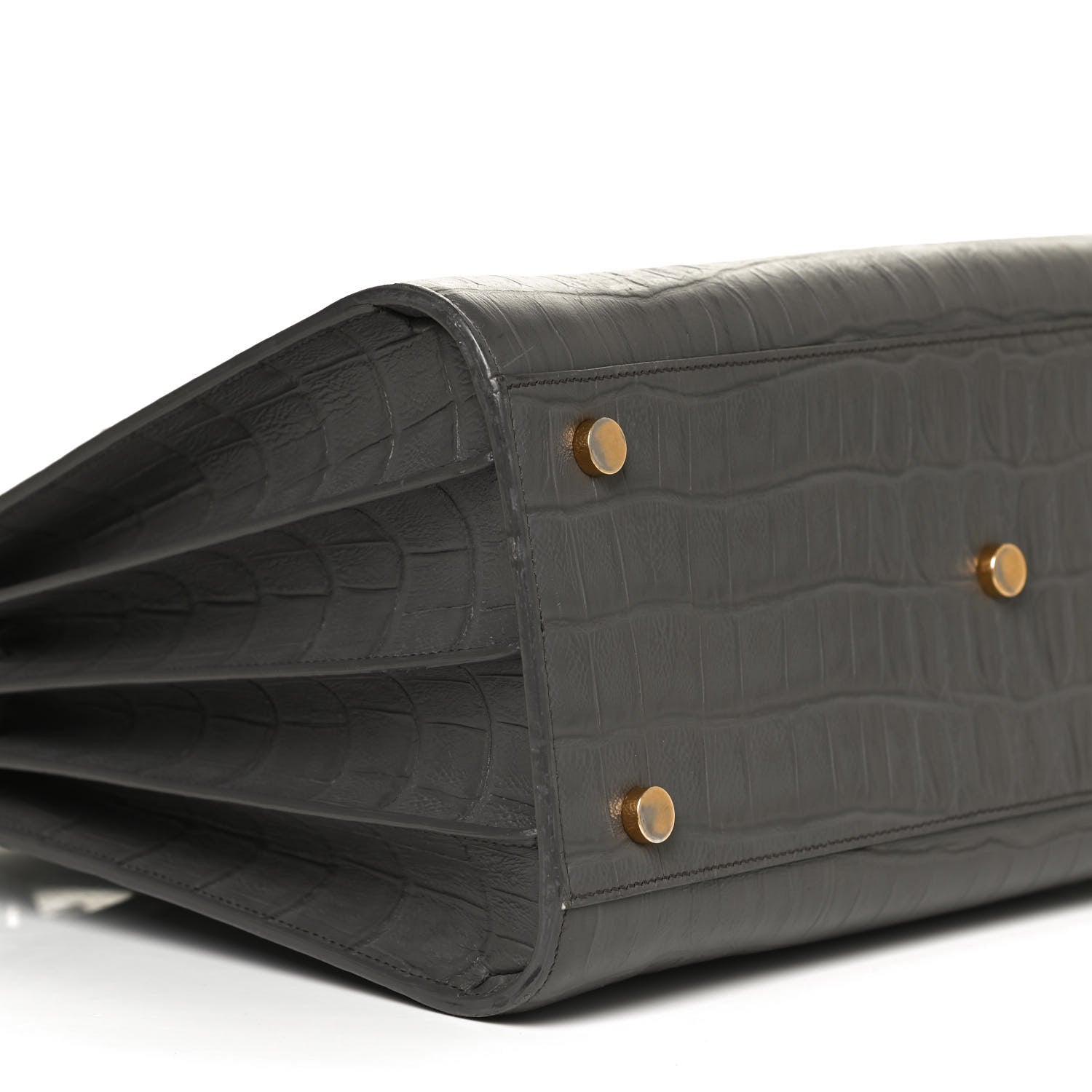 Saint Laurent Calfskin Crocodile Embossed Small Sac De Jour Fog 11 of 12