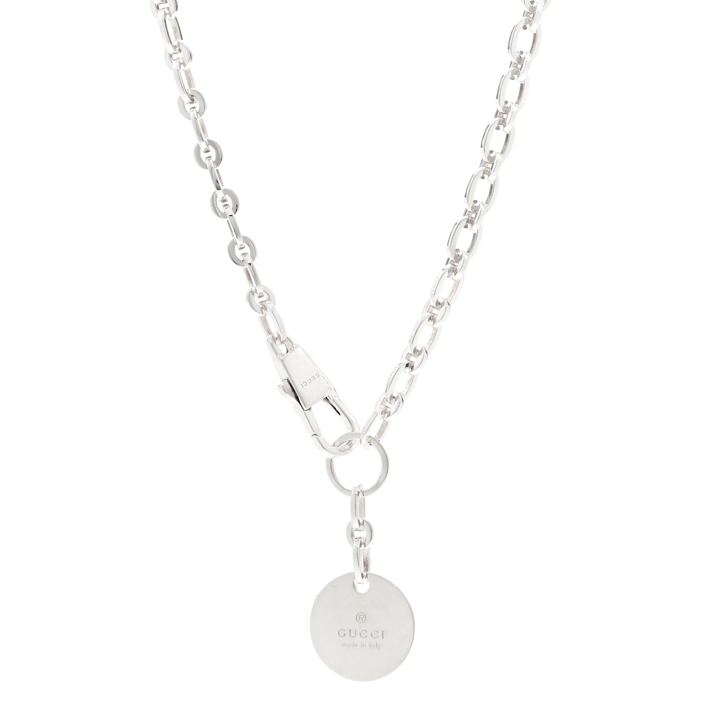 Sterling Silver Round Logo Pendant Necklace