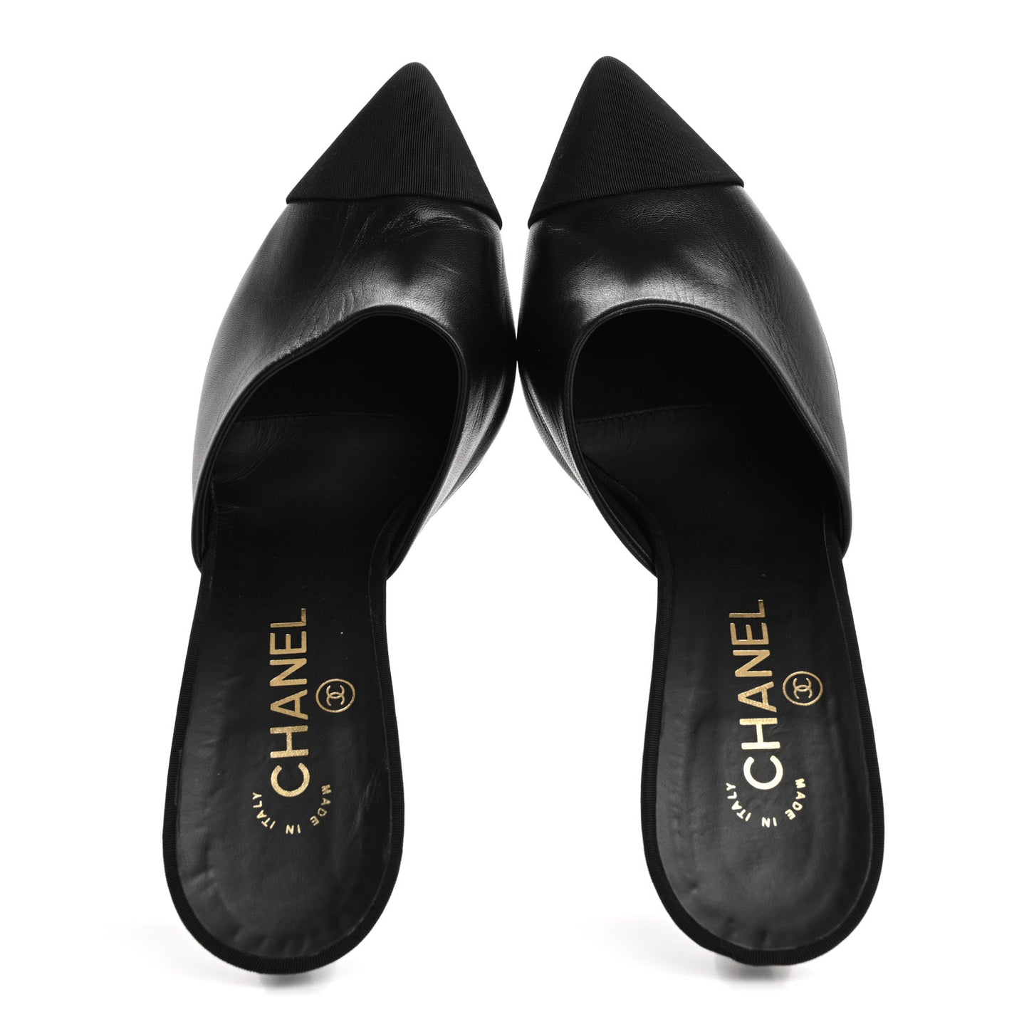 Goatskin Grosgrain Cap Toe Pearl Mule 40 Black