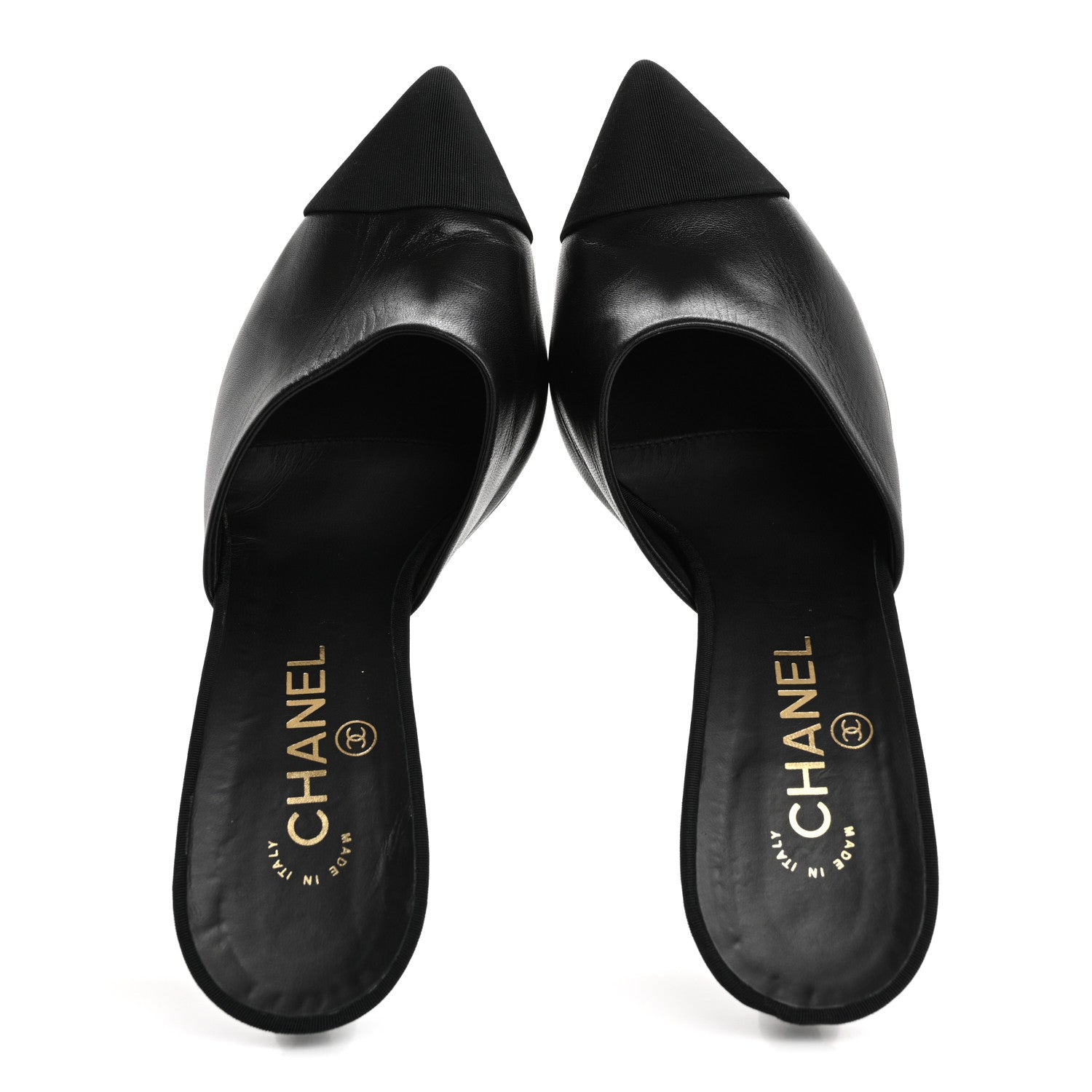 Chanel Goatskin Grosgrain Cap Toe Pearl Mule 40 Black 2 of 12