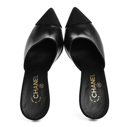 Chanel Goatskin Grosgrain Cap Toe Pearl Mule 40 Black 2 of 12
