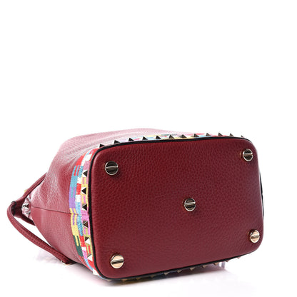 Valentino Garavani Pebbled Calfskin Embroidered Geo Bucket Bag Camelia 5 of 10